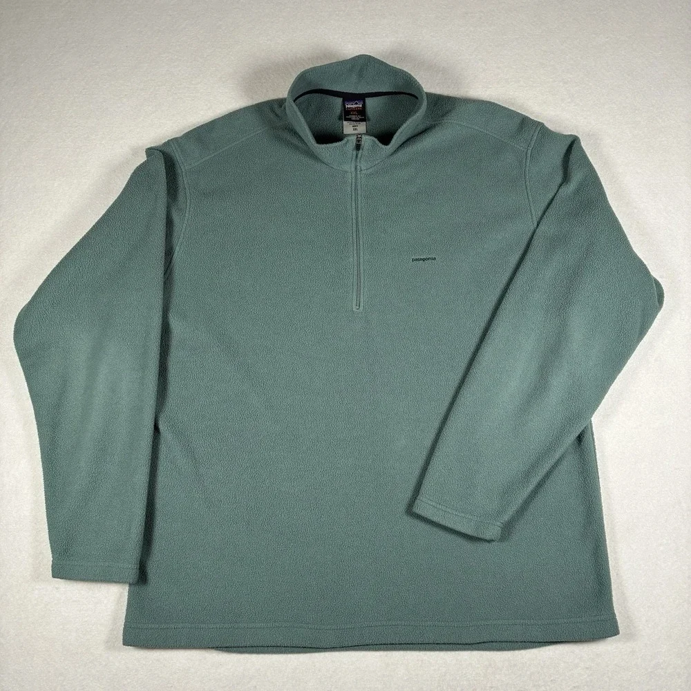 Vintage 04 Patagonia Mens L Green Capilene EW Fleece 1/4 Zip Pullover Y2K READ